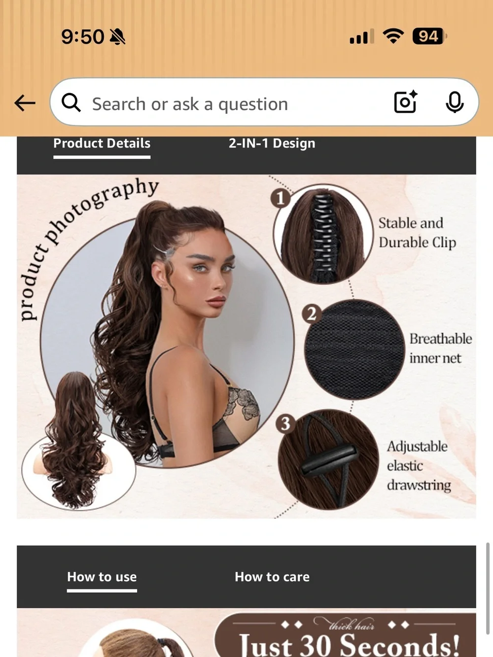 Medium Brown Long Curly Clip-In Ponytail Extension - Women Hair